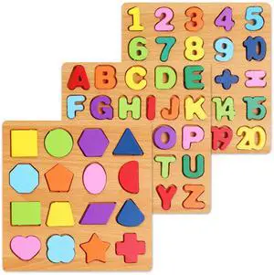 Alphabet Wooden Puzzles for Toddlers 3-5, Pack of 3 ABC, Number and Shape Puzzle, Preschool Educational Learning Toys with Puzzle Board & Letter Blocks for Girls Boys Ages 3 4 5 Years Old Alphabet Wooden Puzzles for Toddlers 3-5, Pack of 3 ABC, Number and Shape Puzzle, Preschool Educational Learning Toys with Puzzle Board & Letter Blocks for Girls Boys Ages 3 4 5 Years Old