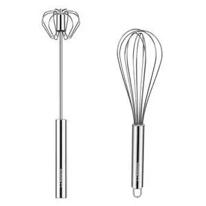 Stainless Steel Whisk Set 8" + 10" Semi-Automatic Rotary | Food-grade Stainless Steel,Dishwasher Safe,Multiple Sizes,Easy to Clean and Store,Perfect for Cooking,Whisking and Blending Stainless Steel Whisk Set 8" + 10" Semi-Automatic Rotary | Food-grade Stainless Steel,Dishwasher Safe,Multiple Sizes,Easy to Clean and Store,Perfect for Cooking,Whisking and Blending