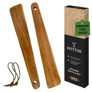 Wooden Spatula Set, 2 Pack Teak Spatulas for Cooking & Cast Iron | Thin edge teak spatulas for easy flipping, scraping and turning; ideal for eggs, pancakes, cast iron and nonstick cookware Wooden Spatula Set, 2 Pack Teak Spatulas for Cooking & Cast Iron | Thin edge teak spatulas for easy flipping, scraping and turning; ideal for eggs, pancakes, cast iron and nonstick cookware