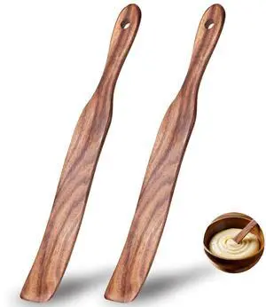 2-Piece Acacia Wood Spurtles, Baking Tool Set for Sourdough Starter | Long Handle Stirring Spoon and Jar Scraper for Sourdough Starter, Dough, Jam and Batter, Multi-Purpose Baking Tool for Bakers 2-Piece Acacia Wood Spurtles, Baking Tool Set for Sourdough Starter | Long Handle Stirring Spoon and Jar Scraper for Sourdough Starter, Dough, Jam and Batter, Multi-Purpose Baking Tool for Bakers