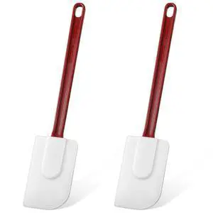 2 Pcs Heat Resistant Silicone Spatula 10 Inch, Rubber | Commercial Scraper Set for Cooking, Non-stick Safe, Long Handle with Hanging Hole, Flexible Head for Mixing Bowls Pots 2 Pcs Heat Resistant Silicone Spatula 10 Inch, Rubber | Commercial Scraper Set for Cooking, Non-stick Safe, Long Handle with Hanging Hole, Flexible Head for Mixing Bowls Pots
