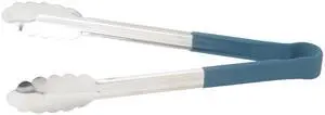 12" Blue Stainless Steel Serving Tongs with Non-Slip Grip | Dishwasher safe, Non-slip handle, Brightly colored handles, Scalloped edges, Heat resistant, Great for Salads and Buffets 12" Blue Stainless Steel Serving Tongs with Non-Slip Grip | Dishwasher safe, Non-slip handle, Brightly colored handles, Scalloped edges, Heat resistant, Great for Salads and Buffets