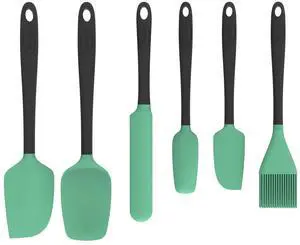 Silicone Spatula Set, 6 Pieces Food Grade Kitchen Utensils with Silicone Brush Heat Resistant Dishwasher Safe BPA-free Rubber Spatula for Scraping, Baking, Cooking, Mixing (Aqua Green) Silicone Spatula Set, 6 Pieces Food Grade Kitchen Utensils with Silicone Brush Heat Resistant Dishwasher Safe BPA-free Rubber Spatula for Scraping, Baking, Cooking, Mixing (Aqua Green)