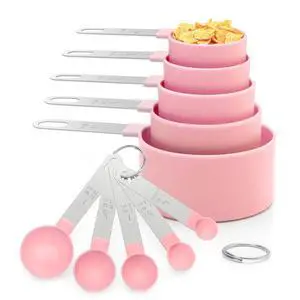 Measuring Cups and Spoons Set, 10 Pieces Stackable Measure Tools with Stainless Steel Handles, Kitchen Gadgets for Cooking & Baking (Pink) Measuring Cups and Spoons Set, 10 Pieces Stackable Measure Tools with Stainless Steel Handles, Kitchen Gadgets for Cooking & Baking (Pink)