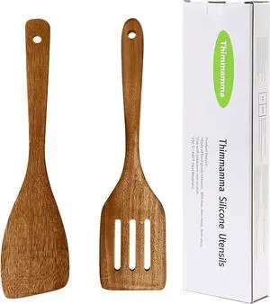 Wooden Spatula Nonstick Turner Acacia Wood, 12" Long Handle Flat Frying Spatulas Handmade for Kitchen Gifts, Ideal Cookware Utensils for Cooking Eggs, Fish, Pancakes, 2 Pack Wooden Spatula Nonstick Turner Acacia Wood, 12" Long Handle Flat Frying Spatulas Handmade for Kitchen Gifts, Ideal Cookware Utensils for Cooking Eggs, Fish, Pancakes, 2 Pack
