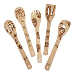 Star Warz Wooden Cooking Utensils Set,5-Piece Wooden Spoons and Spatulas for Cooking, Heat Resistant Kitchen Tools for Nonstick Cookware, Space Fans Star Warz Wooden Cooking Utensils Set,5-Piece Wooden Spoons and Spatulas for Cooking, Heat Resistant Kitchen Tools for Nonstick Cookware, Space Fans