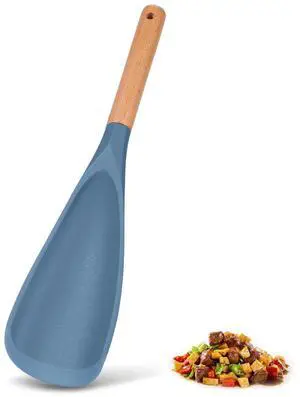 Silicone Cooking Spoon for Nonstick Cookware, Blue, 1 Pack | Soft Silicone Head with Wood Handle for Stirring, Mixing, Scraping and Serving on Nonstick Cookware Silicone Cooking Spoon for Nonstick Cookware, Blue, 1 Pack | Soft Silicone Head with Wood Handle for Stirring, Mixing, Scraping and Serving on Nonstick Cookware