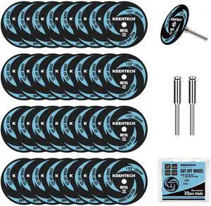 1-1/2" Cut Off Wheels 32 Pack, 1.5" x 1/8" Metal Cutting Disc | 2 Mandrels included, Narrow areas, Fiberglass Reinforced, Mini cutting wheel, For rotary tools 1-1/2" Cut Off Wheels 32 Pack, 1.5" x 1/8" Metal Cutting Disc | 2 Mandrels included, Narrow areas, Fiberglass Reinforced, Mini cutting wheel, For rotary tools