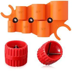 3 Pcs Pipe Deburring Tool Set, 1/4'' to 1'' Depth Gauge and 2 Pcs 1/8'' to 1-5/8'' Inner Outer Reamer for PEX PVC CPV Copper Tubing Plumbing Chamfer Tools for Push to Connect Fittings 3 Pcs Pipe Deburring Tool Set, 1/4'' to 1'' Depth Gauge and 2 Pcs 1/8'' to 1-5/8'' Inner Outer Reamer for PEX PVC CPV Copper Tubing Plumbing Chamfer Tools for Push to Connect Fittings