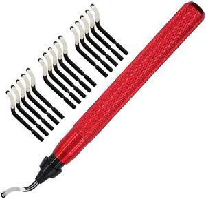 Premium Deburring Tool with 15 Pcs High Speed Steel Swivel Blades, Deburring Tool for Metal, Resin, PVC Pipes, Plastic, Aluminum, Copper, Wood, 3D Printing Burr Removal Reamer Tool Red Premium Deburring Tool with 15 Pcs High Speed Steel Swivel Blades, Deburring Tool for Metal, Resin, PVC Pipes, Plastic, Aluminum, Copper, Wood, 3D Printing Burr Removal Reamer Tool Red