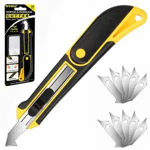 Professional Plexiglass Cutter, Acrylic Cutter with 10 SK5 Blades | Plastic cutting tool for ABS and PVC sheets, ideal for cut-to-size DIY projects, home repairs and crafts Professional Plexiglass Cutter, Acrylic Cutter with 10 SK5 Blades | Plastic cutting tool for ABS and PVC sheets, ideal for cut-to-size DIY projects, home repairs and crafts