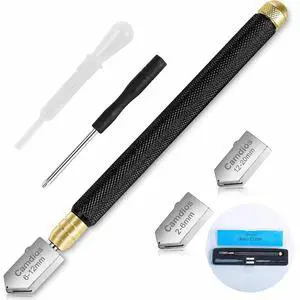 Glass Cutter 2mm-20mm, Upgrade Glass Cutter Tool, Pencil Style Oil Feed Carbide Tip for Glass Cutting/Tiles/Mirror/Mosaic. Glass Cutter 2mm-20mm, Upgrade Glass Cutter Tool, Pencil Style Oil Feed Carbide Tip for Glass Cutting/Tiles/Mirror/Mosaic.