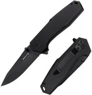 EDC Pocket Folding Knife - 3.54" Stainless Steel Black Blade, G10 Scales Liner Lock, Men Women Camping Knives with Clip EMH03 | 3.54" Stainless Steel Blade, Anti-slip G10 Handle, Lined Safety Lock, EDC Pocket Folding Knife - 3.54" Stainless Steel Black Blade, G10 Scales Liner Lock, Men Women Camping Knives with Clip EMH03 | 3.54" Stainless Steel Blade, Anti-slip G10 Handle, Lined Safety Lock,