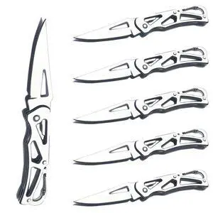 6 Pack Stainless Steel Manual Opening Folding Pocket Knife With Key Ring, Compact EDC Tool for Outdoor Survival 6 Pack Stainless Steel Manual Opening Folding Pocket Knife With Key Ring, Compact EDC Tool for Outdoor Survival