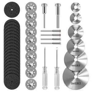 44 Pcs Cutting Wheel Set Compatible with Plastic for Rotary Tool | 6 Pcs HSS Circular Saw Blades, 20 Pcs Resin Cutting Discs, 10 Psc 545 Diamond Cutting Wheels with 2 Pcs Screwdrivers 44 Pcs Cutting Wheel Set Compatible with Plastic for Rotary Tool | 6 Pcs HSS Circular Saw Blades, 20 Pcs Resin Cutting Discs, 10 Psc 545 Diamond Cutting Wheels with 2 Pcs Screwdrivers