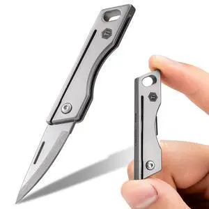 Titanium Mini Pocket Knife, 1.22-Inch Blade, Gray | Built-in key ring hole, for daily carry, opening mail and packages, cutting rope, tape, and other everyday tasks Titanium Mini Pocket Knife, 1.22-Inch Blade, Gray | Built-in key ring hole, for daily carry, opening mail and packages, cutting rope, tape, and other everyday tasks