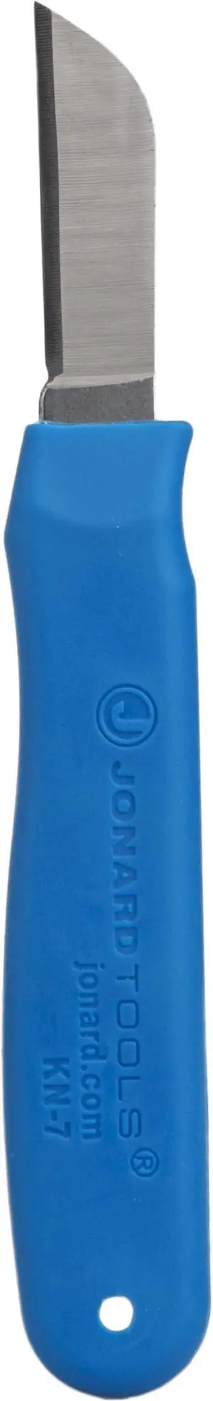 KN-7 Ergonomic Cable Splicing Knife with Thermoplastic Rubber Handle, Blue, 6-1/4" Length | With 6 1/4" Thermoplastic Rubber Handle, Blue KN-7 Ergonomic Cable Splicing Knife with Thermoplastic Rubber Handle, Blue, 6-1/4" Length | With 6 1/4" Thermoplastic Rubber Handle, Blue