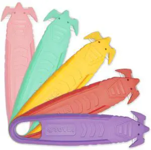 Safety Box Cutter Knife, Recessed SS Blade, 5-Pack, Assorted | Package opener tool, Hidden Blade for Safety, tape splitter for carton & plastic straps, double-sided concealed cutters Safety Box Cutter Knife, Recessed SS Blade, 5-Pack, Assorted | Package opener tool, Hidden Blade for Safety, tape splitter for carton & plastic straps, double-sided concealed cutters