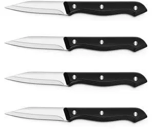 4-Piece Paring Knife Set - Paring Knives with Ergonomic Handle, 3.5 Inch Triple Rivet Paring Knives, Stainless Steel Black Parers for Vegetable, Fruit & Kitchen Use 4-Piece Paring Knife Set - Paring Knives with Ergonomic Handle, 3.5 Inch Triple Rivet Paring Knives, Stainless Steel Black Parers for Vegetable, Fruit & Kitchen Use