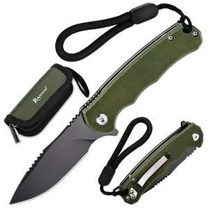 Folding Pocket Knife, 3.15" D2 Steel Blade, G10 Handle | Pocket Knife for Camping, Hiking and Outdoor Tasks - EDC Folding Knife with Clip & Lanyard - Unique Gifts for Men Women Folding Pocket Knife, 3.15" D2 Steel Blade, G10 Handle | Pocket Knife for Camping, Hiking and Outdoor Tasks - EDC Folding Knife with Clip & Lanyard - Unique Gifts for Men Women