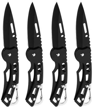 4 Pack Bulk Folding Pocket Knife Keychain (Black) | Outdoor Survival Stainless Steel Cool Pocket Knife with Clip for Men Women, Easy to Everyday Carry 4 Pack Bulk Folding Pocket Knife Keychain (Black) | Outdoor Survival Stainless Steel Cool Pocket Knife with Clip for Men Women, Easy to Everyday Carry