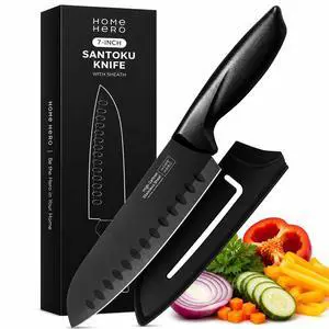 Santoku Knife with Sheath - High Carbon Stainless Steel Knife | High Carbon Stainless Steel Santoku Knife - Nonstick Blade, Ergonomic Handle & Protective Sheath (7-Inch) Santoku Knife with Sheath - High Carbon Stainless Steel Knife | High Carbon Stainless Steel Santoku Knife - Nonstick Blade, Ergonomic Handle & Protective Sheath (7-Inch)
