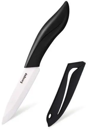 Ceramic Knife 4", Sharp Paring Knife with Large ABS Handle, Black | Ultra sharp ceramic paring knife for fruit & vegetable prep, durable food grade blade, comfortable large grip, easy to clean Ceramic Knife 4", Sharp Paring Knife with Large ABS Handle, Black | Ultra sharp ceramic paring knife for fruit & vegetable prep, durable food grade blade, comfortable large grip, easy to clean