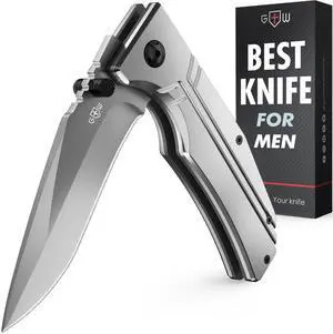 Pocket Knife for Men, Women - 3.54 Sharp Blade, Birthday Gifts Idea | Aluminum Handle, Liner Lock, Pocket Clip, 440C Steel, Best Knife for Camping, EDC, Gift for Husband, Dad 140106 Pocket Knife for Men, Women - 3.54 Sharp Blade, Birthday Gifts Idea | Aluminum Handle, Liner Lock, Pocket Clip, 440C Steel, Best Knife for Camping, EDC, Gift for Husband, Dad 140106