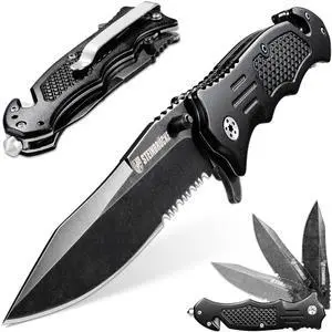 Steinbrucke Tactical Knife Pocket Knife Folding Stainless Steel 8Cr13Mov 3.4'' Blade, with Reversible Clip - Good Gift for Hunting Camping Survival Outdoor and Everyday Carry Steinbrucke Tactical Knife Pocket Knife Folding Stainless Steel 8Cr13Mov 3.4'' Blade, with Reversible Clip - Good Gift for Hunting Camping Survival Outdoor and Everyday Carry
