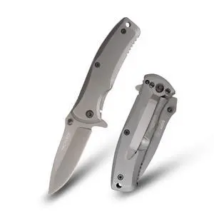 TiNite Coated Folding Pocket Knife 2.75" Stainless Steel Blade, Frame Lock, Black Stainless Steel Handle, Pocket Clip, 6.25" Overall Length (Grey) TiNite Coated Folding Pocket Knife 2.75" Stainless Steel Blade, Frame Lock, Black Stainless Steel Handle, Pocket Clip, 6.25" Overall Length (Grey)