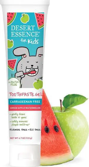 Kids Toothpaste Gel, Green Apple Watermelon, 4.7 oz | Aloe-based gel helps remove plaque and surface buildup with brushing; fluoride-free, SLS-free, vegan and gluten-free Kids Toothpaste Gel, Green Apple Watermelon, 4.7 oz | Aloe-based gel helps remove plaque and surface buildup with brushing; fluoride-free, SLS-free, vegan and gluten-free