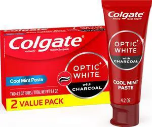Optic White Whitening Toothpaste with Charcoal, Whitening with Charcoal Toothpaste Pack, Removes Daily Surface Stains, Enamel-Safe for Daily Use, Vegan, Cool Mint Paste, 2 Pack, 4.2 oz Optic White Whitening Toothpaste with Charcoal, Whitening with Charcoal Toothpaste Pack, Removes Daily Surface Stains, Enamel-Safe for Daily Use, Vegan, Cool Mint Paste, 2 Pack, 4.2 oz