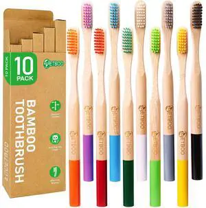 10 Pack Soft Bristles Bamboo Toothbrushes, Plastic Free Toothbrush | BPA Free Bristles for Adults , Natural Wooden Non Toxic Natural Bamboo Handle Tooth brush 10 Pack Soft Bristles Bamboo Toothbrushes, Plastic Free Toothbrush | BPA Free Bristles for Adults , Natural Wooden Non Toxic Natural Bamboo Handle Tooth brush