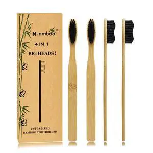Super Hard Toothbrush Bamboo Toothbrush Large Brush Head Manual Toothbrsuh Hard Bristles Pack of 4 Super Hard Toothbrush Bamboo Toothbrush Large Brush Head Manual Toothbrsuh Hard Bristles Pack of 4