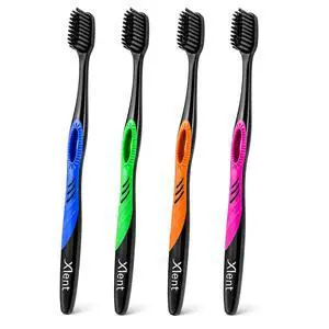 SMYL Activated Charcoal Toothbrush Ultra Soft Tapered Bristles, Compact Head & Slim Design | 4 Count SMYL Activated Charcoal Toothbrush Ultra Soft Tapered Bristles, Compact Head & Slim Design | 4 Count