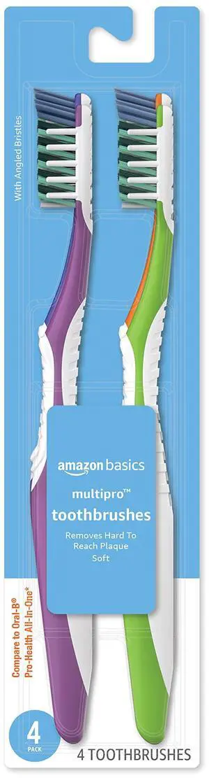 MultiPro Toothbrushes with Angled Bristles, Soft, 4 Count, Pack of 1 MultiPro Toothbrushes with Angled Bristles, Soft, 4 Count, Pack of 1