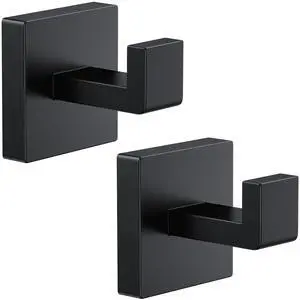 2 PCS Towel Hooks for Bathroom, Wall Mount Towel Holder, Black Matte Wall Robe Hook,Square Stainless Steel Door Hanger Towel Hook for Kitchen, Bedroom,Hotel,Pool,Coats 2 PCS Towel Hooks for Bathroom, Wall Mount Towel Holder, Black Matte Wall Robe Hook,Square Stainless Steel Door Hanger Towel Hook for Kitchen, Bedroom,Hotel,Pool,Coats
