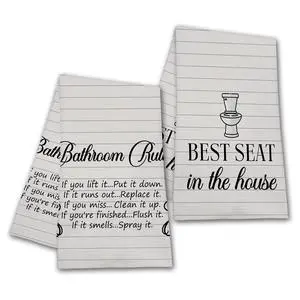 Funny Bath Quote Towels, Bathroom Rules Hand Towels, Housewarming Gifts for Women Hostess Friends, Farmhouse Home Bathroom Washroom Toilet Spa Dish Tea Towel Decor, Set of 2-08 Funny Bath Quote Towels, Bathroom Rules Hand Towels, Housewarming Gifts for Women Hostess Friends, Farmhouse Home Bathroom Washroom Toilet Spa Dish Tea Towel Decor, Set of 2-08