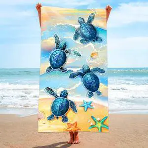Turtle Beach Towel, Sea Turtles Bath Towel Gifts for Women | Large Ocean Summer Starfish Seashells Microfiber Funny Sand Free Quick Dry Travel Towels for Yoga Sports 31" x 63" Turtle Beach Towel, Sea Turtles Bath Towel Gifts for Women | Large Ocean Summer Starfish Seashells Microfiber Funny Sand Free Quick Dry Travel Towels for Yoga Sports 31" x 63"