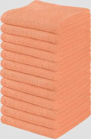 100% Cotton - 12 Pack Wash Cloth Set - Flannel Face Cloths, Highly Absorbent and Soft Feel Fingertip Towels (Coral, Pack of 12) 100% Cotton - 12 Pack Wash Cloth Set - Flannel Face Cloths, Highly Absorbent and Soft Feel Fingertip Towels (Coral, Pack of 12)