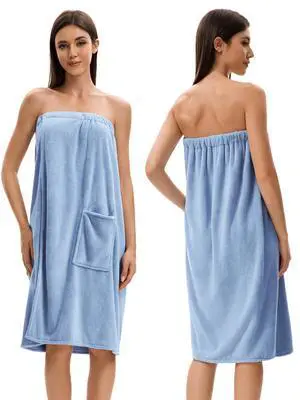 Towel Wrap For Women After ShowerPlush Bath Robe FemaleSauna Spa Wrap Around Towels With Pockets (US, Alpha, One Size, Regular, Regular, Light Blue) Towel Wrap For Women After ShowerPlush Bath Robe FemaleSauna Spa Wrap Around Towels With Pockets (US, Alpha, One Size, Regular, Regular, Light Blue)