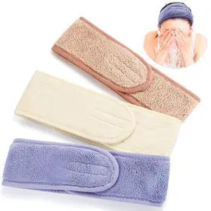 Spa Facial Headband 3 Pcs Adjustable Makeup Head Wrap with Magic Tape, Sweat Hair Towel for Sport, Face Wash and Shower Spa Facial Headband 3 Pcs Adjustable Makeup Head Wrap with Magic Tape, Sweat Hair Towel for Sport, Face Wash and Shower