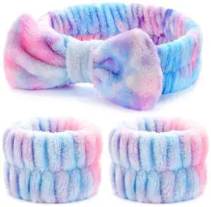 3PCS Spa Headband and Wristbands Set for Women, Soft Microfiber Face Wash Headband with Cute Bow, Elastic Absorbent Wrist Towels, Makeup Skincare Accessories for Facial, Shower, Yoga 3PCS Spa Headband and Wristbands Set for Women, Soft Microfiber Face Wash Headband with Cute Bow, Elastic Absorbent Wrist Towels, Makeup Skincare Accessories for Facial, Shower, Yoga