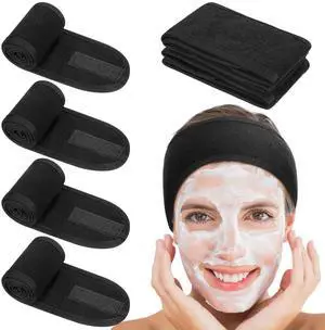 4 Pack Spa Facial Headbands for Women, Adjustable Towel Headband | Soft towel cloth, adjustable hook-and-loop fit, keeps hair back for face wash, makeup, spa, shower, yoga,spa self-care gifts 4 Pack Spa Facial Headbands for Women, Adjustable Towel Headband | Soft towel cloth, adjustable hook-and-loop fit, keeps hair back for face wash, makeup, spa, shower, yoga,spa self-care gifts
