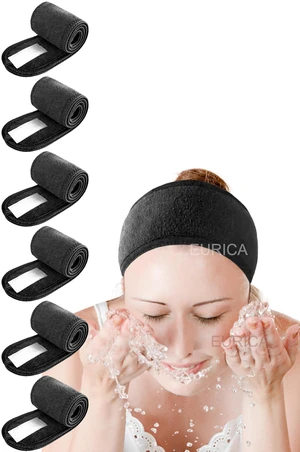 Hair Wrap Headband, 6 Pack Non-slip Stretchable Washable Makeup Headband for Face Wash Facial Treatment Sport Fits All, White (Black) Hair Wrap Headband, 6 Pack Non-slip Stretchable Washable Makeup Headband for Face Wash Facial Treatment Sport Fits All, White (Black)