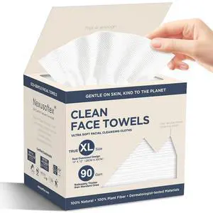 Premium Disposable Face Towels, 10"x12" XL, 90gsm Ultra-Thick 100% USDA Biobased Facial Towel, Gentle for All Skin Types, Magnetic Closure Box with Visibility Window (1 pack of 50ct) Premium Disposable Face Towels, 10"x12" XL, 90gsm Ultra-Thick 100% USDA Biobased Facial Towel, Gentle for All Skin Types, Magnetic Closure Box with Visibility Window (1 pack of 50ct)