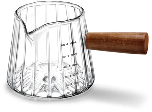 Espresso Measuring Cup 6 Oz, Espresso Cup with Wood Handle, V-Shaped Spout | Espresso Accessories Barista Tools, Espresso Cup for Coffee, Milk, Tea or Maple Syrup Serving, Coffee Gifts for Women, Men Espresso Measuring Cup 6 Oz, Espresso Cup with Wood Handle, V-Shaped Spout | Espresso Accessories Barista Tools, Espresso Cup for Coffee, Milk, Tea or Maple Syrup Serving, Coffee Gifts for Women, Men