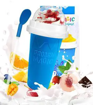 Slushie Cup, Double Layers Silica DIY Portable Slushy Cup with Lid & Straw | frozen magic slushy maker cup, Juices, Milk, Ice Cream Make, Kids, Friends, Family, Blue Slushie Cup, Double Layers Silica DIY Portable Slushy Cup with Lid & Straw | frozen magic slushy maker cup, Juices, Milk, Ice Cream Make, Kids, Friends, Family, Blue