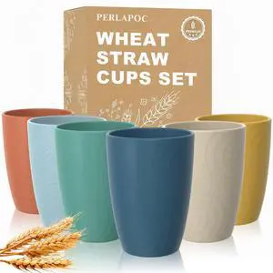 Wheat Straw Cups of 6, 16 OZ Plastic Cups for Kitchen, Multicolor | Unbreakable Drinking Glasses Set of 6, Dishwasher & Microwave Safe Cup for Coffee, Juice Wheat Straw Cups of 6, 16 OZ Plastic Cups for Kitchen, Multicolor | Unbreakable Drinking Glasses Set of 6, Dishwasher & Microwave Safe Cup for Coffee, Juice
