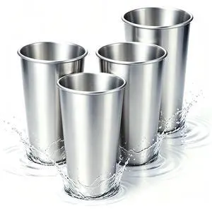 4 Pack 20 oz Stainless Steel Cups, Stackable&Reusable Pint Water Tumbler | Unbreakable Metal Drinking Glasses Cup Set, For Home & Outdoor Activities, Camping Party Picnic Travel, BPA-free 4 Pack 20 oz Stainless Steel Cups, Stackable&Reusable Pint Water Tumbler | Unbreakable Metal Drinking Glasses Cup Set, For Home & Outdoor Activities, Camping Party Picnic Travel, BPA-free